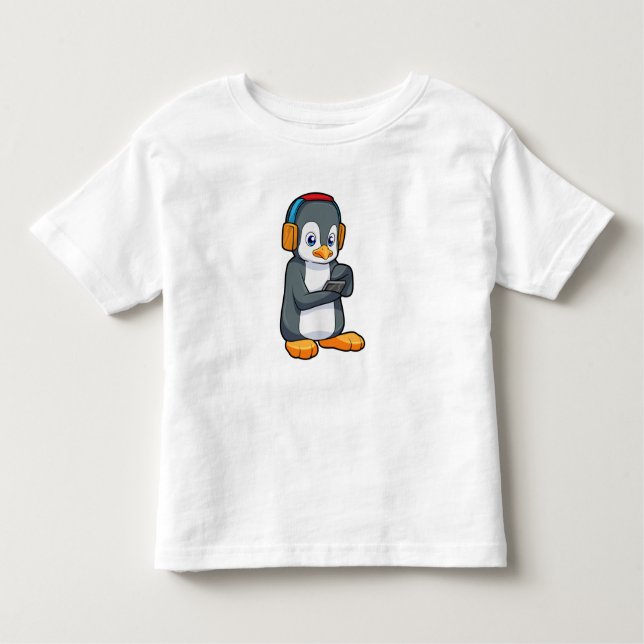 T-shirt Pour Les Tous Petits Casque de musique Penguin (Devant)