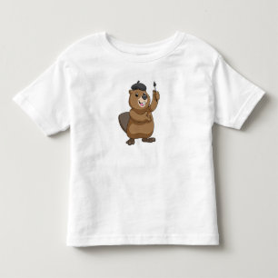 T-shirt Pour Les Tous Petits Castor en peintre avec pinceau