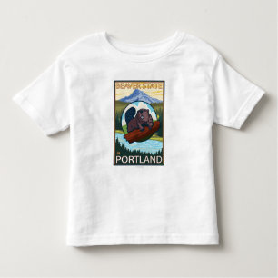 T-shirt Pour Les Tous Petits Castor et capot de Mt. - Portland, Orégon