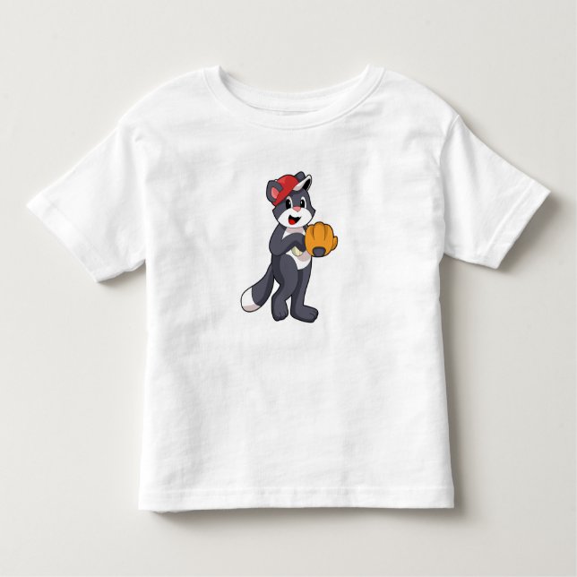T-shirt Pour Les Tous Petits Cat à base-ball avec ballon de baseball (Devant)