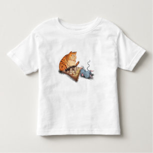 T-shirt Pour Les Tous Petits Cat and Mouse Playing Chess