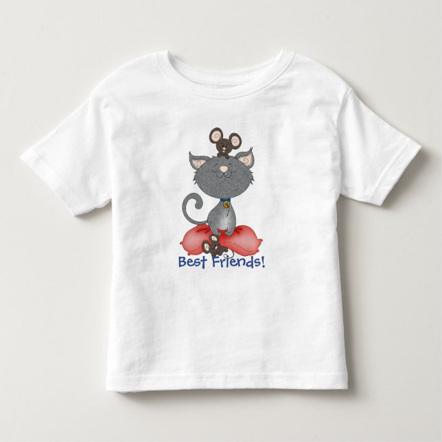 T-shirt Pour Les Tous Petits Cat & Souris Meilleurs Amis Fête de bois (Devant)