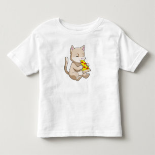 T-shirt Pour Les Tous Petits Cat with Pizza
