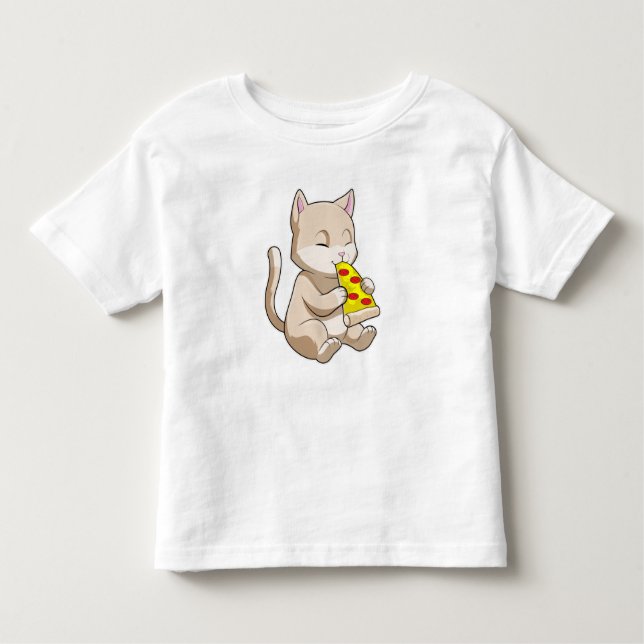 T-shirt Pour Les Tous Petits Cat with Pizza (Devant)