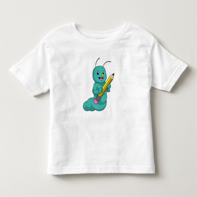 T-shirt Pour Les Tous Petits Caterpillar avec crayon (Devant)