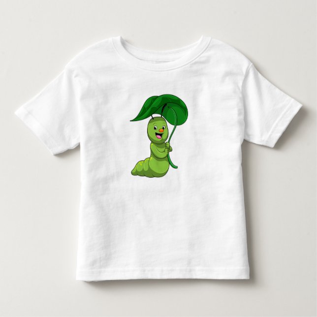 T-shirt Pour Les Tous Petits Caterpillar with Leaf as Parasol (Devant)