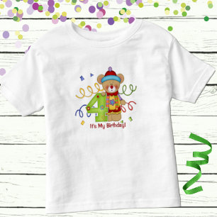 T-shirt Pour Les Tous Petits C'est mon anniversaire mignon ours âge 4