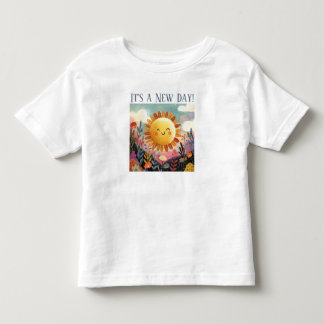T-shirt Pour Les Tous Petits C'est un nouveau jour ! Soleil souriant sur jardin