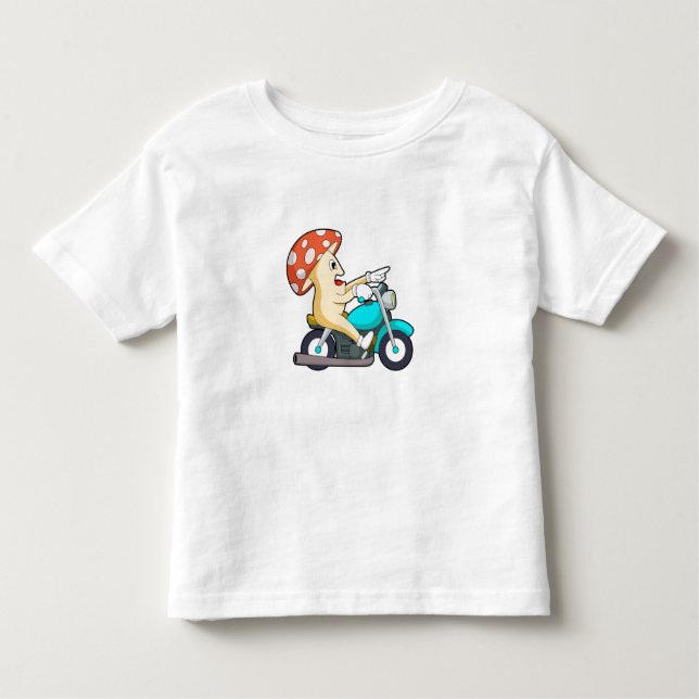 T-shirt Pour Les Tous Petits Champignons en moto avec moto (Devant)