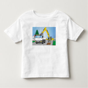 T-shirt Pour Les Tous Petits Chantier de route avec camion blanc et excavateur