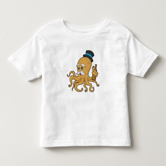 T-shirt Pour Les Tous Petits Chapeau de gentleman pieuvre (Devant)