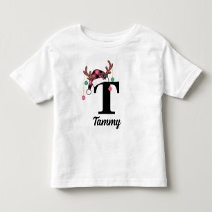T-shirt Pour Les Tous Petits Chapeau de Père Noël à carreaux avec monogramme pe