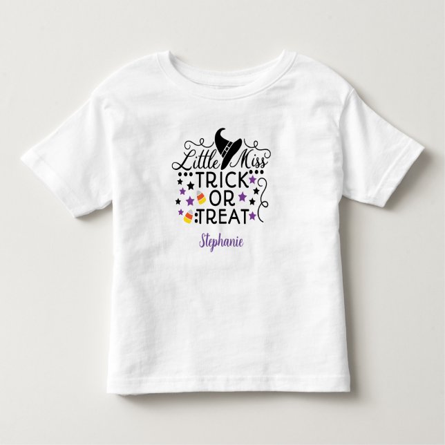 T-shirt Pour Les Tous Petits Chapeau de sorcière personnalisé Little Miss Trick (Devant)