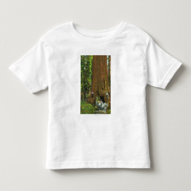 T-shirt Pour Les Tous Petits Chariot de cheval sous un séquoia géant (Devant)
