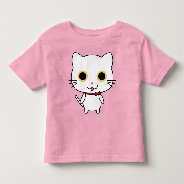 T-shirt Pour Les Tous Petits Chat anthropomorphique blanc (Devant)