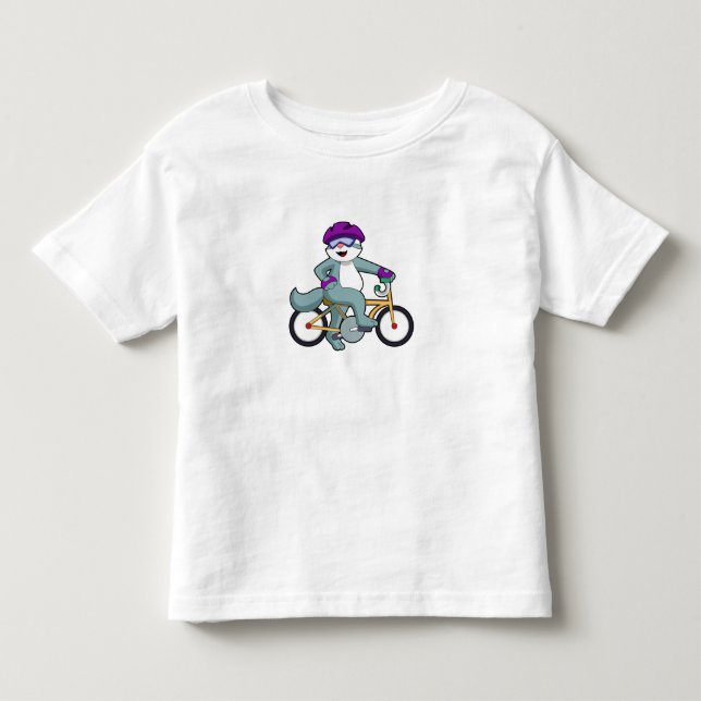 T-shirt Pour Les Tous Petits Chat avec bicyclette (Devant)
