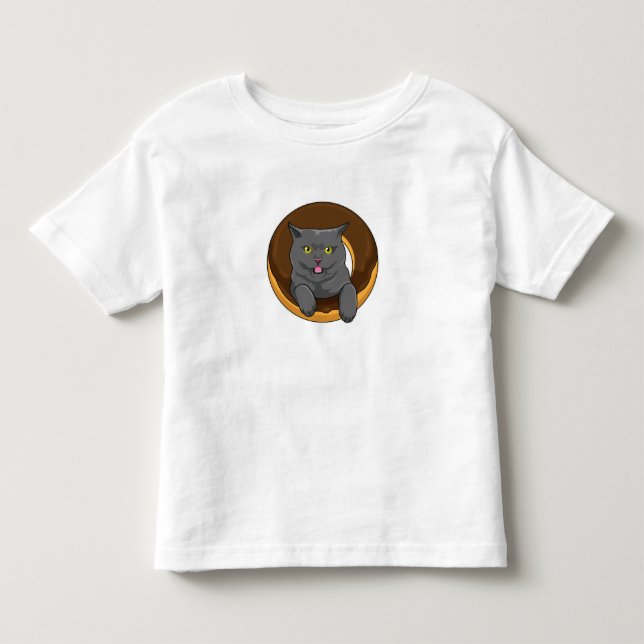 T-shirt Pour Les Tous Petits Chat avec Donut (Devant)