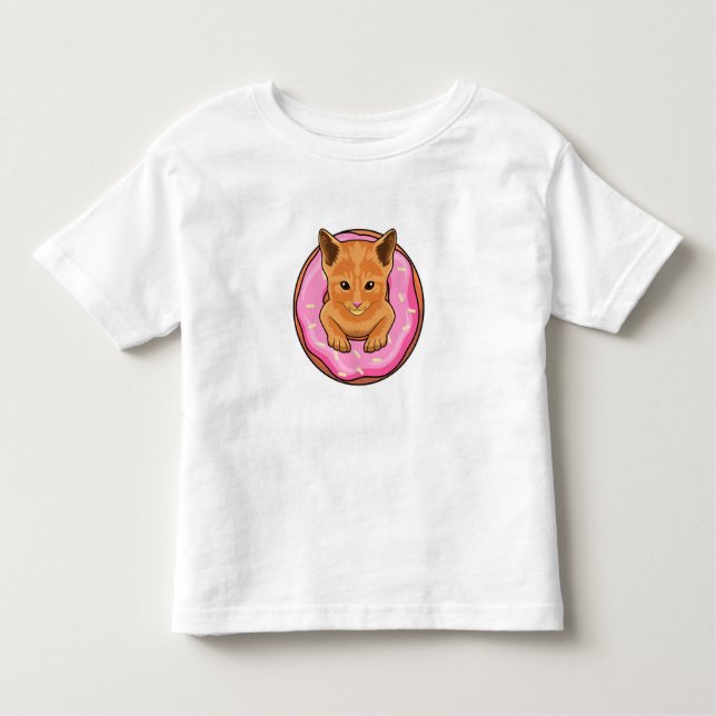 T-shirt Pour Les Tous Petits Chat avec Donut (Devant)