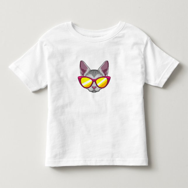 T-shirt Pour Les Tous Petits Chat avec lunettes de soleil (Devant)