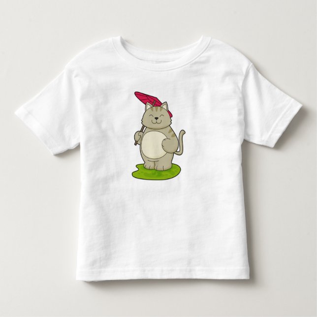 T-shirt Pour Les Tous Petits Chat avec parapluie (Devant)