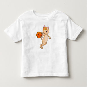 T-shirt Pour Les Tous Petits Chat comme joueur de basket-ball avec basket-ball