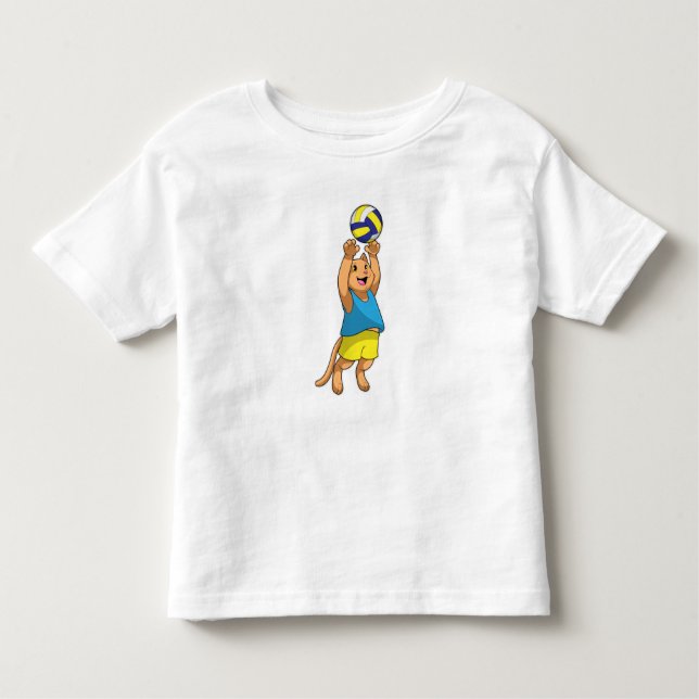 T-shirt Pour Les Tous Petits Chat comme joueur de volley-ball avec volleyball (Devant)