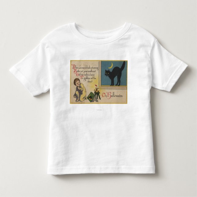 T-shirt Pour Les Tous Petits Chat de Halloween GreetingBlack (Devant)