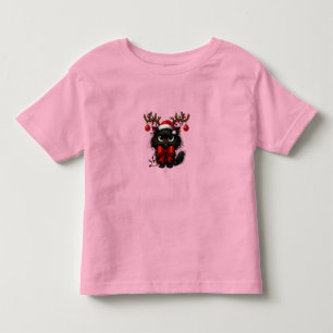 T-shirt Pour Les Tous Petits Chat de Noël grincheux avec chapeau de Père Noël e