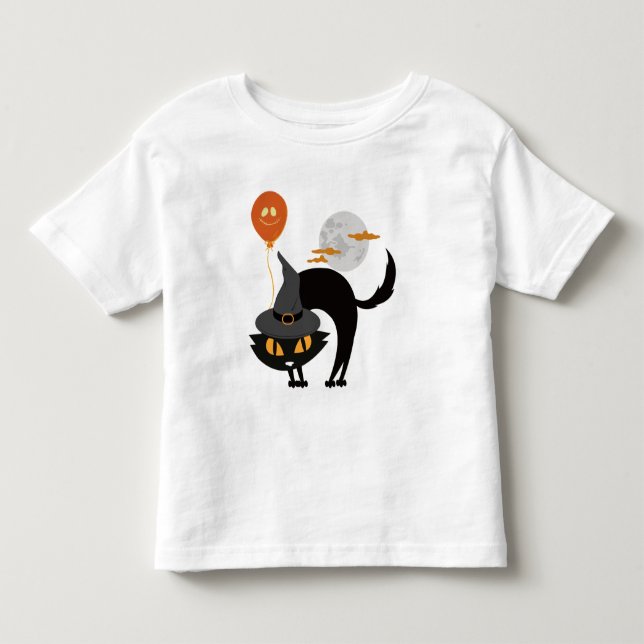 T-shirt Pour Les Tous Petits Chat d'Halloween éffrayant (Devant)