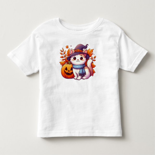 T-shirt Pour Les Tous Petits Chat d'Halloween mignonne (Devant)