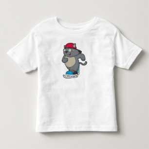 T-shirt Pour Les Tous Petits Chat en patinage sur glace avec patins sur glace