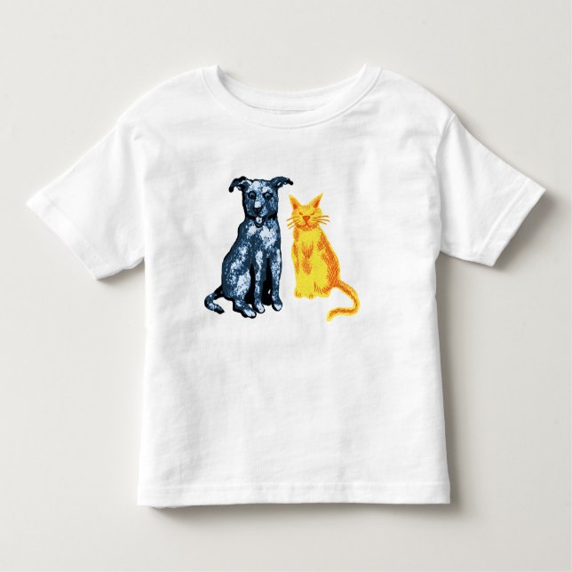 T-shirt Pour Les Tous Petits Chat et chien (Devant)