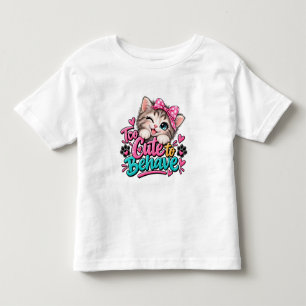 T-shirt Pour Les Tous Petits Chat (fille) trop mignon pour se comporter