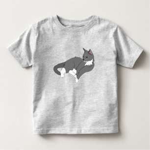 T-shirt Pour Les Tous Petits Chat gris et blanc Tuxedo
