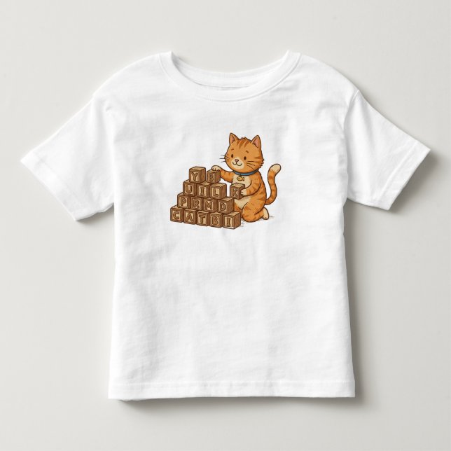 T-shirt Pour Les Tous Petits Chat jouant avec des cubes (Devant)