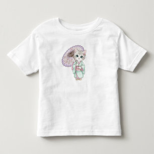 T-shirt Pour Les Tous Petits Chat Kawaii en Kimono, par Natasha Us