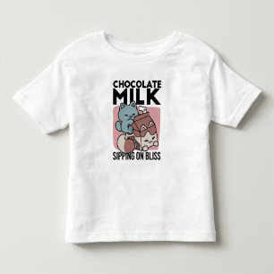 T-shirt Pour Les Tous Petits Chat Mignon Lait Chocolat – Boisson Confortable & 