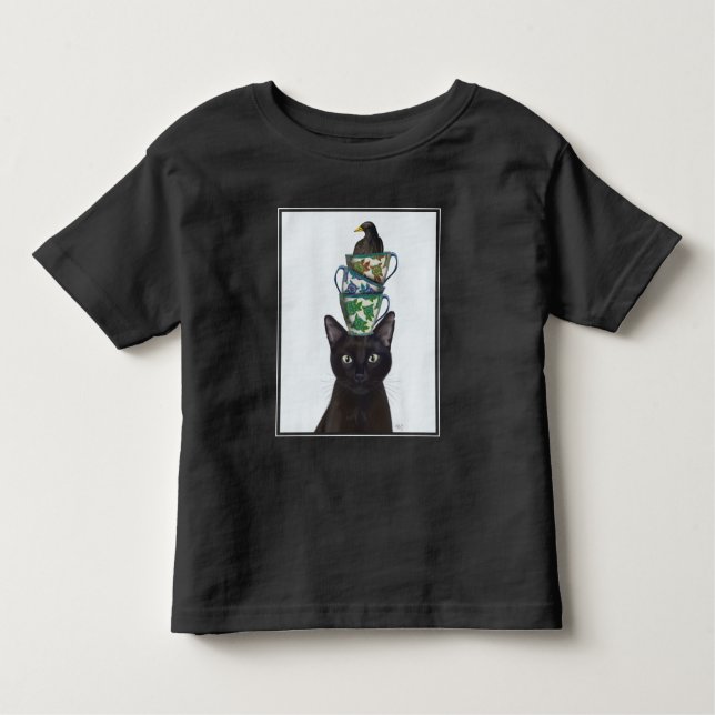 T-shirt Pour Les Tous Petits Chat noir avec Teups et Blackbird (Devant)
