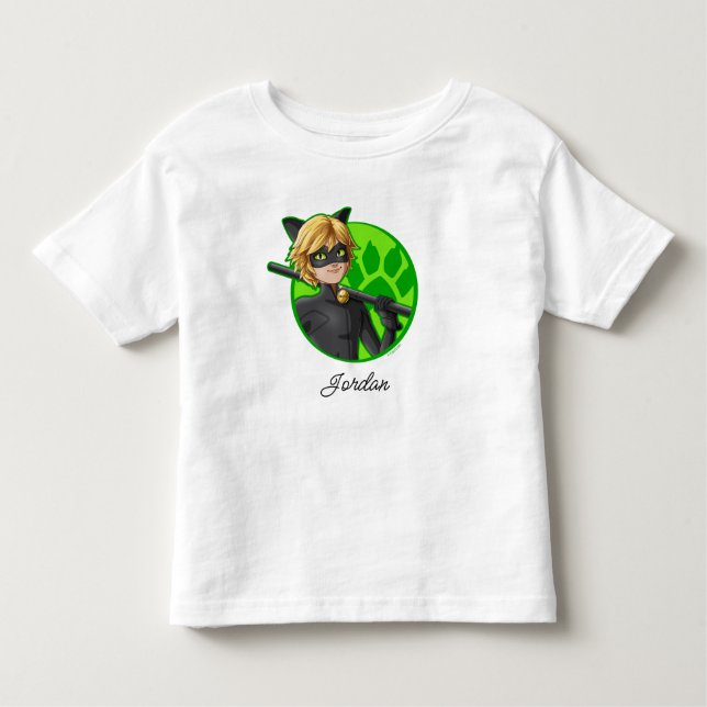 T-shirt Pour Les Tous Petits Chat Noir Badge Vert (Devant)