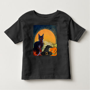 T-SHIRT POUR LES TOUS PETITS CHAT NOIR, CASQUETTE WITCH ET CITROUILLE HALLOWEEN