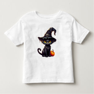 T-shirt Pour Les Tous Petits Chat noir et Halloween Citrouille