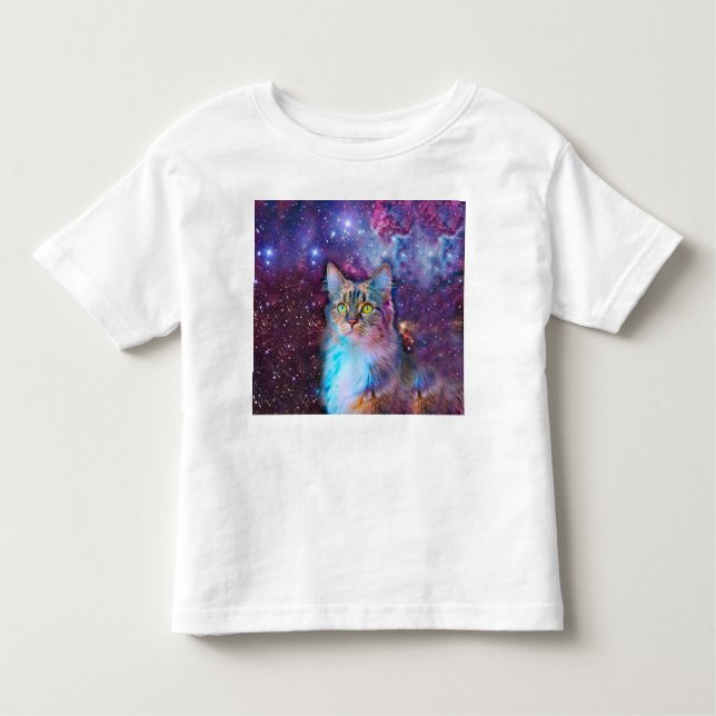 T-shirt Pour Les Tous Petits Chat pourpre dans l'espace (Devant)
