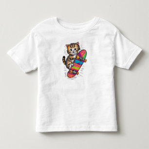T-shirt Pour Les Tous Petits Chaton Skateur