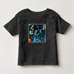 T-shirt Pour Les Tous Petits Chats jouant au basket-ball dans l'espace avec des