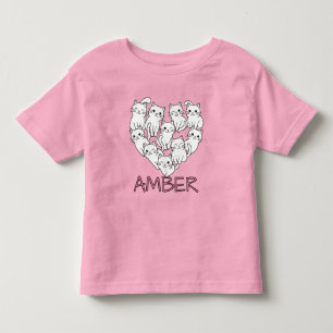 T-shirt Pour Les Tous Petits Chats mignons en forme de cœur