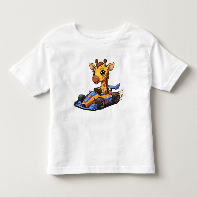 T-shirt Pour Les Tous Petits Chauffeur de voiture de course pour bébé Giraffe (Devant)