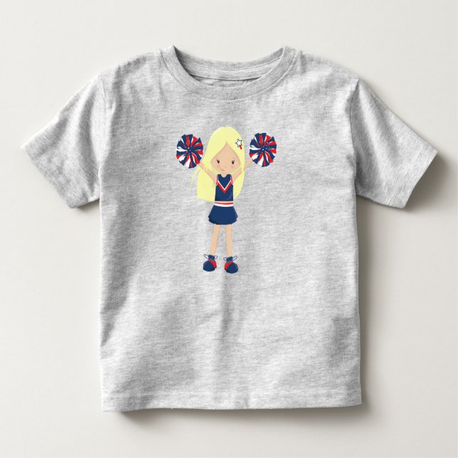 T-shirt Pour Les Tous Petits Cheerleaders, Cheerled, Mignonne fille, Cheveux bl (Devant)