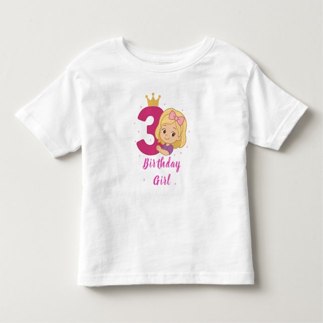 T-shirt Pour Les Tous Petits Chemise 3e anniversaire fille – Couronne rose et m (Devant)
