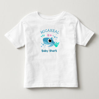 T-shirt Pour Les Tous Petits Chemise bleue personnalisée requin pour bébé 
