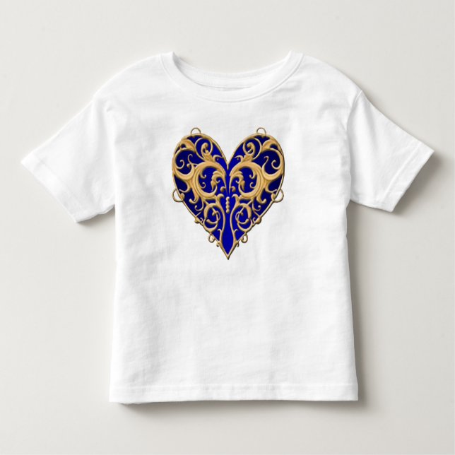 T-shirt Pour Les Tous Petits Chemise Coeur Filigree Bleue (Devant)